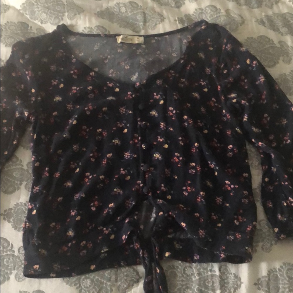 Navy blue floral top